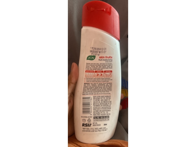 Joy Skin Fruits Moisturizing Body Lotion, 300 mL