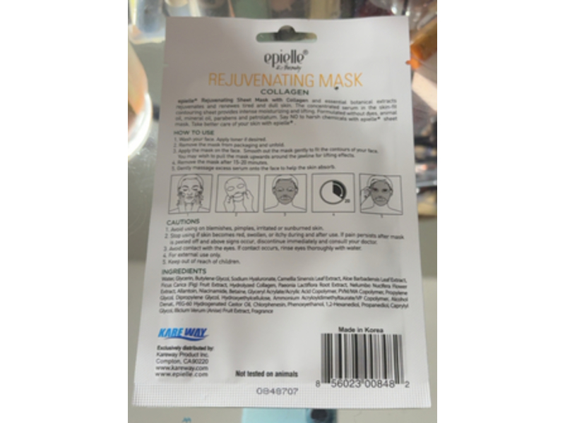 Epielle Rejuvenating Face Mask, Collagen, 0.7 fl oz/23 mL, 1 Count