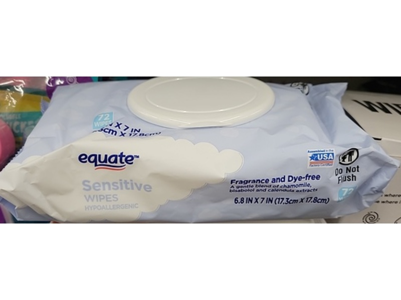 Equate Sensitive Wipes, 72 Wipes