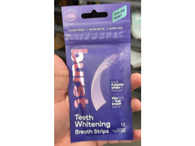 Burst Teeth Whitening Breath Strips, Polar Mint, Count 12