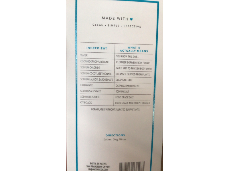 Native Body Wash, Ocean & Timber, 18 oz/532 mL