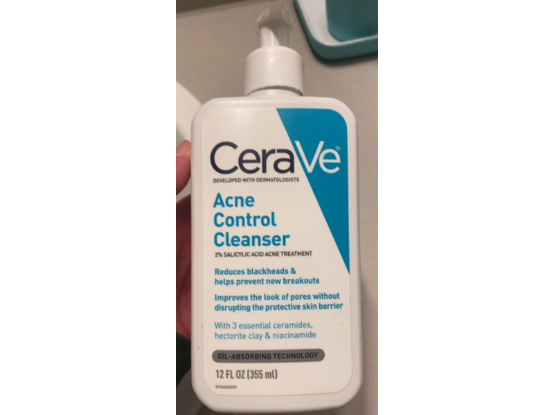 CeraVe Acne Control Cleanser, Ceramides, Hectorite Clay & Niacinamide, 12 fl oz/355 mL