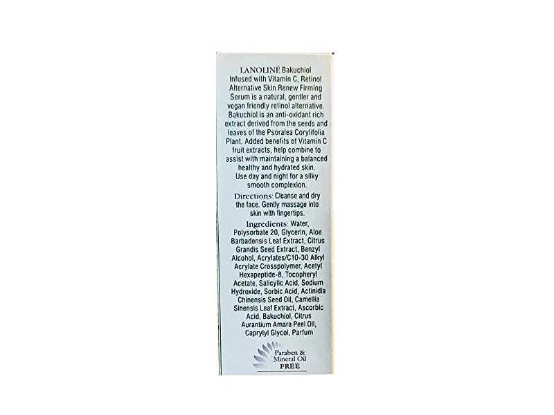 Lanoline Bakuchiol Firming Serum, Vitamin C, 1.18 fl oz/35 mL