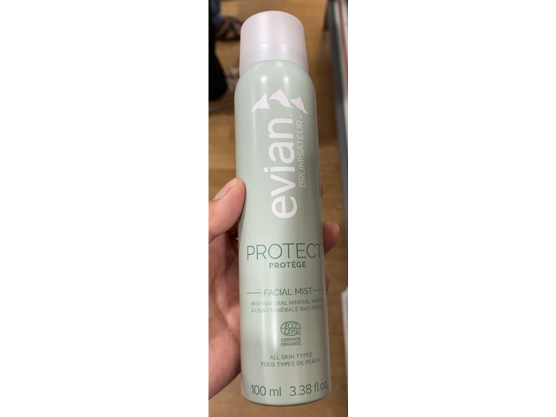 Evian Brumisateur Protect Facial Mist, Natural Mineral Water, 3.38 fl oz/100 mL