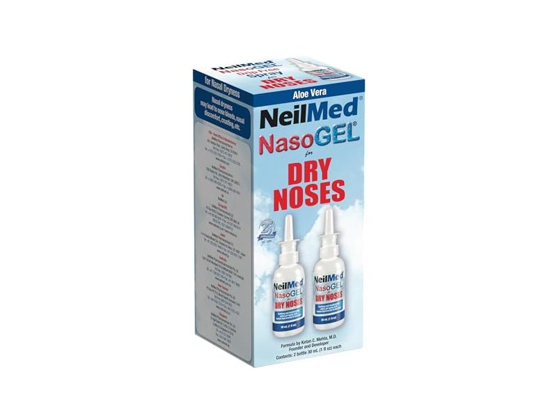 NeilMed NasoGel Dry Nose Gel Spray, Aloe Vera, 1 fl oz/30 mL, Pack Of 2