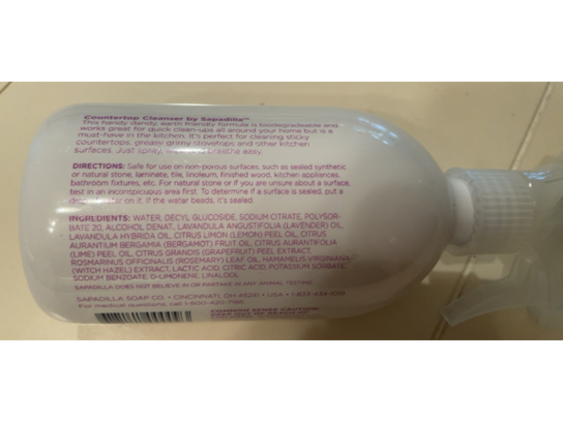 Sapadilla Countertop Cleanser, Sweet Lavender + Lime, 16 fl oz/473 mL