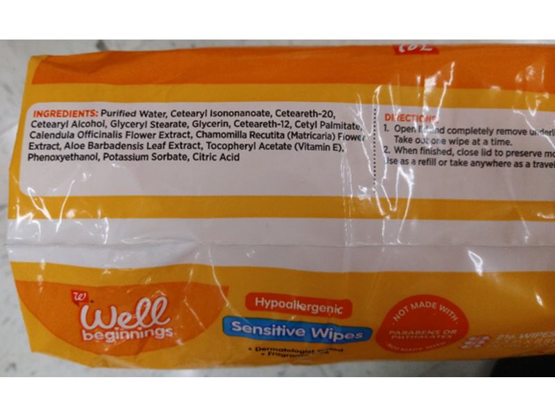 Well Beginnings Sensitive Wipes, Hypoallergenic, Fragrance Free, 216 Count
