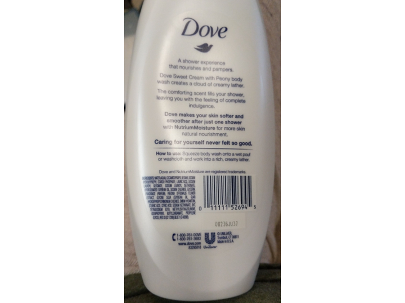Dove Purely Pampering Nourishing Body Wash, Sweet Cream & Peony, 24 fl oz/709 mL
