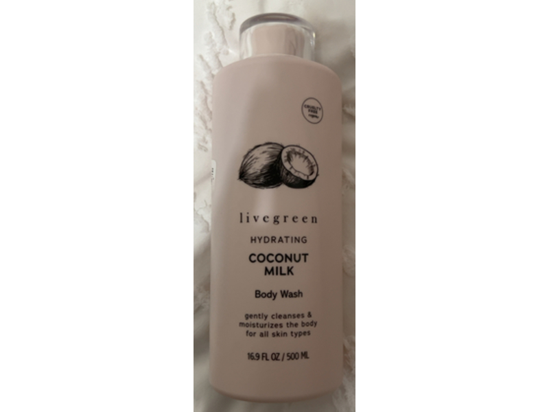 Livegreen Body Wash, Coconut Milk, 16.9 fl oz/500 mL