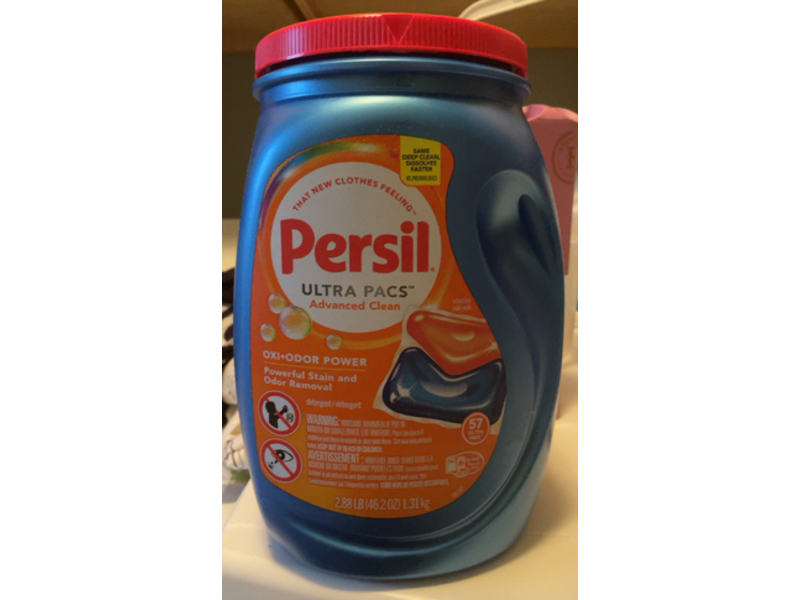 Persil Ultra Pacs Advanced Clean Oxi + Odor Power Laundry Detergent Pacs, 46.2 oz/1.31 kg, 57 Pacs