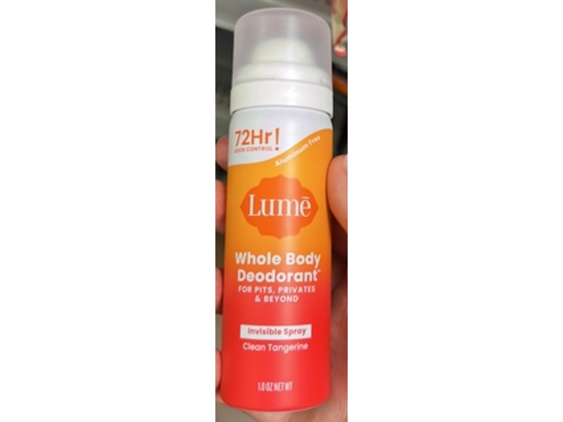 Lume Whole Body Deodorant Invisible Spray, Clean Tangerine, 1.0 oz