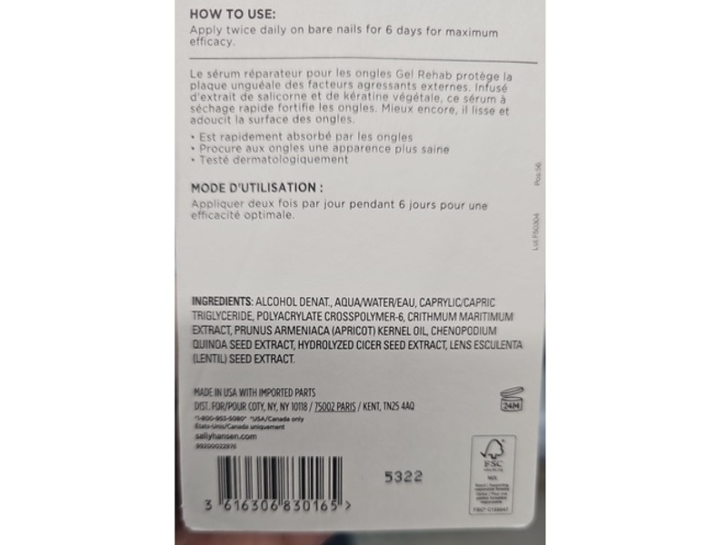 Sally Hansen Gel Rehab Nail Repair Serum, Samphire Extract & Vegan Keratin, 0.16 fl oz/5 mL