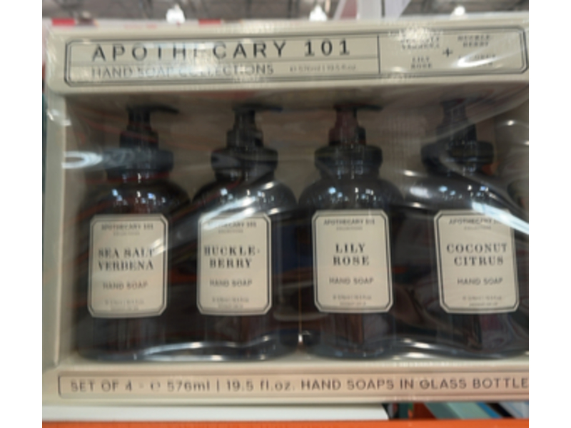 Apothecary 101 Hand Soap Collections Sets, Sea Salt Verbena+Huckle-Berry+Lily-Rose & Coconut Citrus, 19.5 fl oz/576 mL