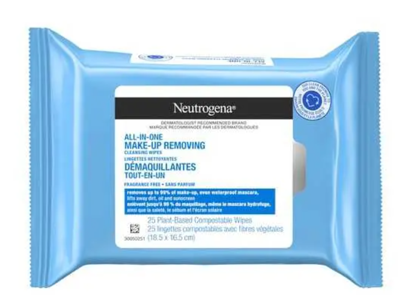 Neutrogena All-In-One Make-Up Removing Cleansing Wipes, Fragrance Free, 25 Count