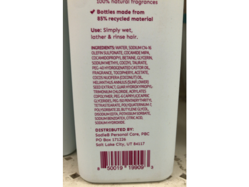 SadieB Adventurer Shampoo, Peach Citrus, 10 fl oz/296 mL