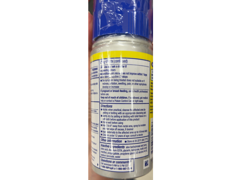 Preparation H Rapid Relief Hemorrhoidal Spray, Lidocaine, 3.8 oz/107.7 g