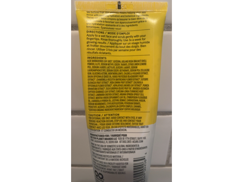Acure Brightening Facial Scrub, 4 fl oz/118 mL