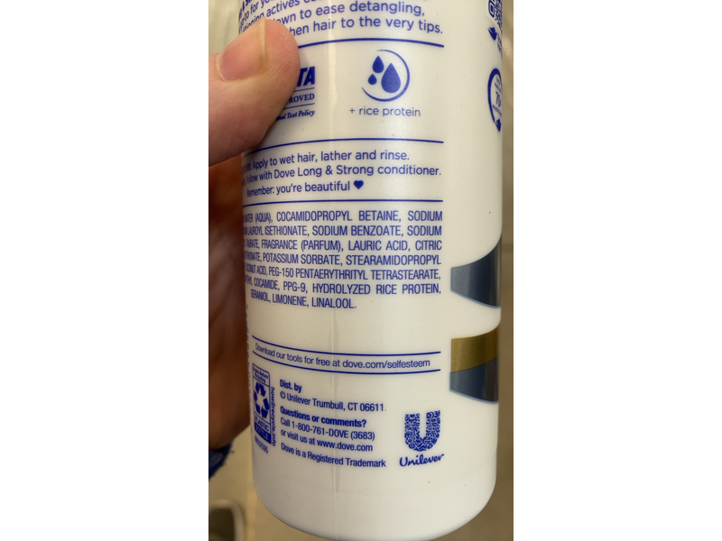 Dove Love Your Lasting Length Shampoo, Long & Strong, 13.5 fl oz/400 mL