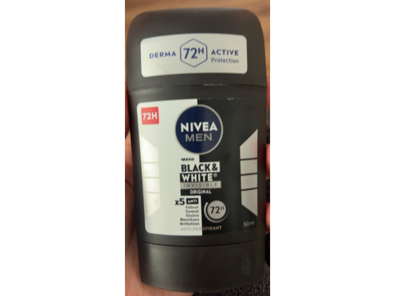 Nivea Men Black & White Invisible Original Antiperspirant, 50 mL, Pack Of 5