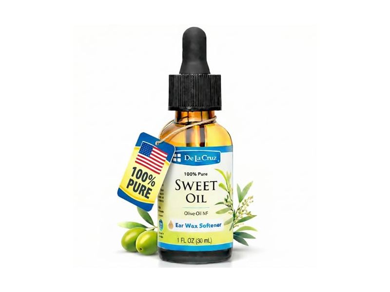 De La Cruz Ear Wax Softener Sweet Oil, Olive Oil, 1 fl oz/30 mL