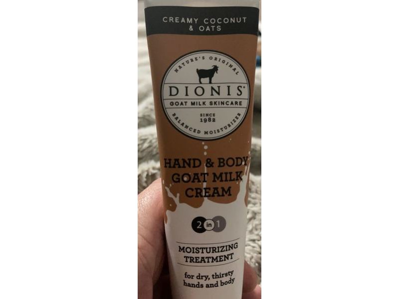 Dionis 2 In 1 Hand & Body Goat Milk Cream, Creamy Coconut & Oats, 3.3 oz/93 g