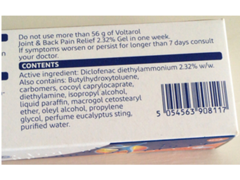 Voltarol Joint & Back Pain Relief 2.32% Gel, 50 g