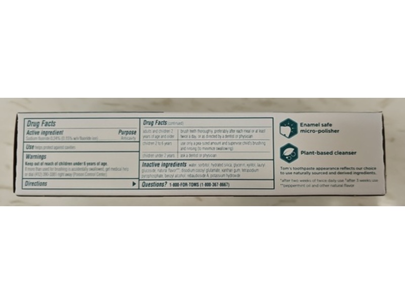 Tom’s Of Maine Whiten + Deep Clean Anticavity Toothpaste, Peppermint, 4.0 oz/113 g