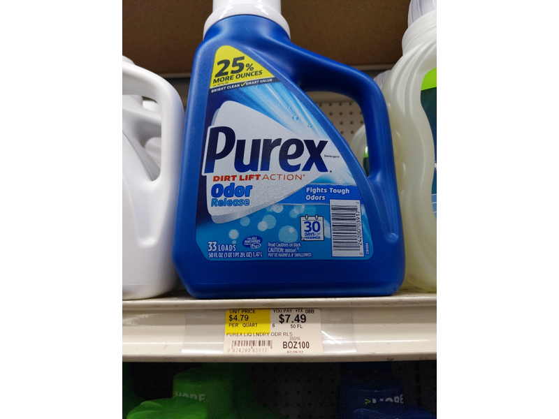 Purex Liquid Laundry Detergent, Odor Release, 50 Fl Oz, 33 Loads