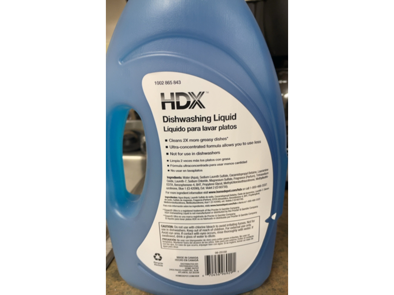 HDX 2x More Greasy Dish washer, Fresh Scent, 56 fl oz/1.65 L