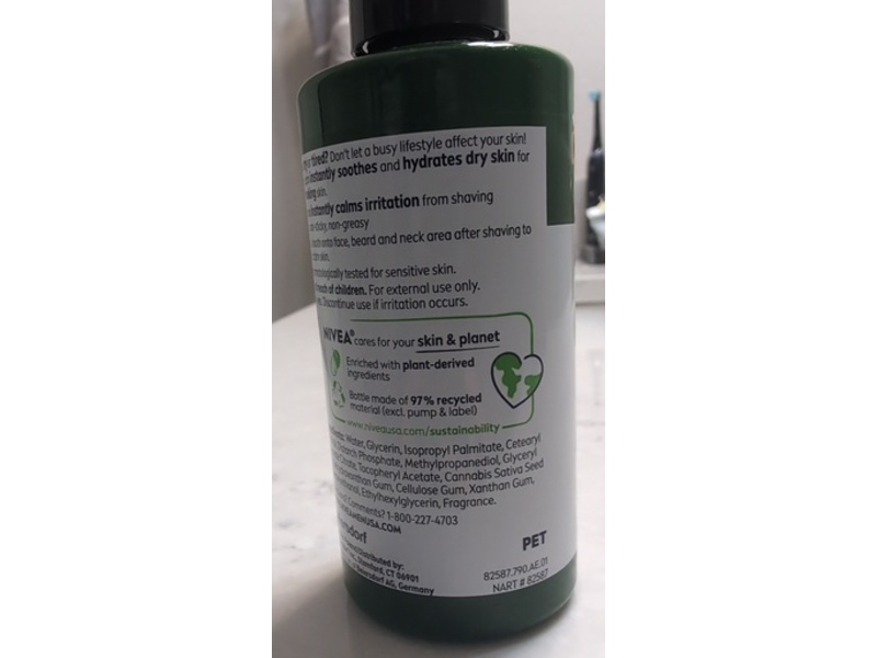 Nivea Men Sensitive Calm Face & Beard Balm, Hemp Seed Oil + Vitamin E, 5 fl oz/150 mL