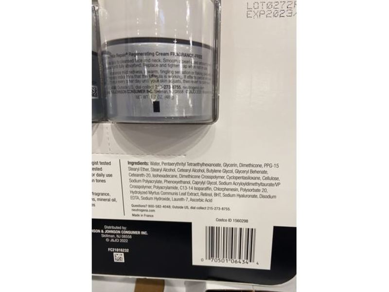 Neutrogena Rapid Wrinkle Repair Retinol Regenerating Cream, Fragrance Free, 3.4 oz/96 g, Pack Of 2