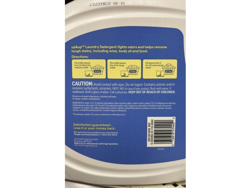 Up & Up Linen Stain & Odor Fighting Scented Laundry Detergent, 101 Loads, 146 fl oz/4.31 L