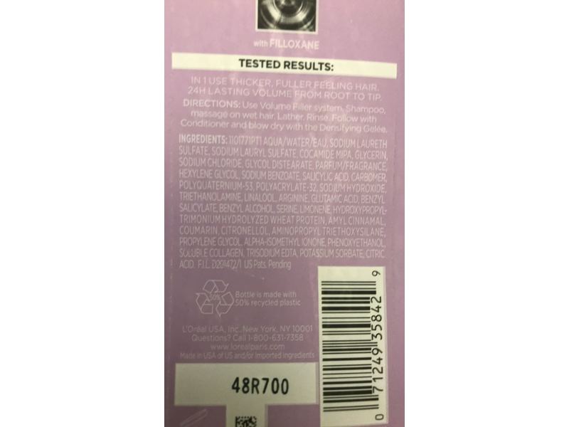 L'Oreal Paris Elvive Volume Filler Thickening Shampoo, 28 fl oz/828 mL