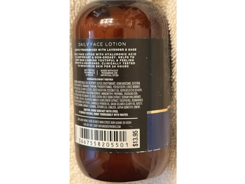 Bath & Body Works Daily Face Lotion, Lavender & Sage, 3.4 fl oz/100 mL