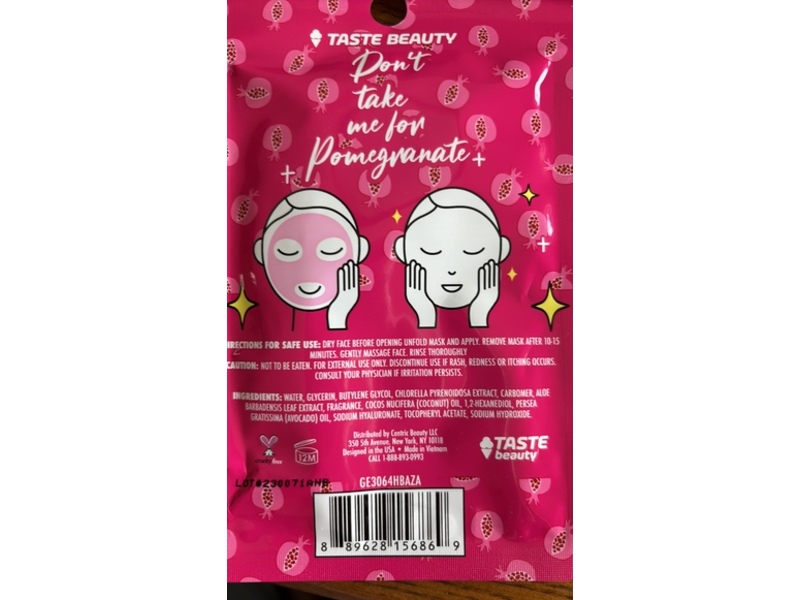 Taste Beauty Revitalizing Face Mask, Don't Take Me For Pomegranate, 0.67 fl oz/20 mL