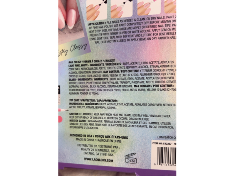 L.A Colors All Is Bright French Tip Manicure Set, 8 Count