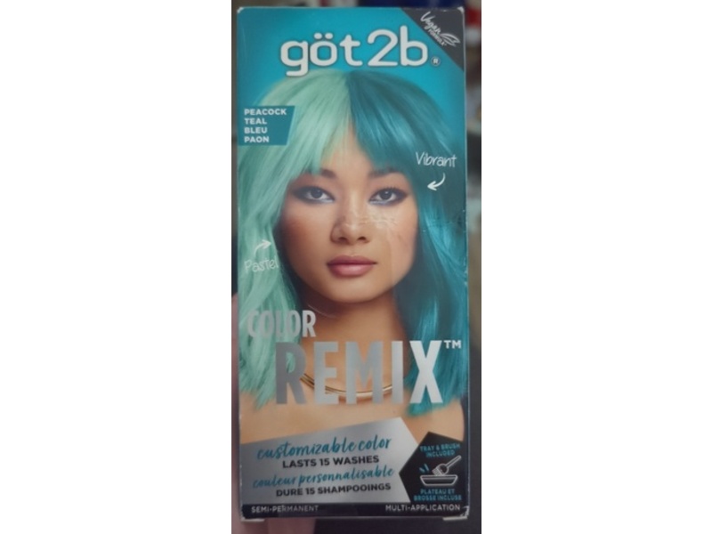 Got2b Color Remix Customizable Semi-Permanent Hair Color Kit, 097 Peacock Teal, Multi-Application