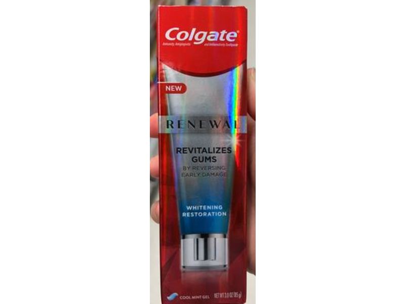 Colgate Renewal Revitalizes Gum Toothpaste, Whitening Restoration, Cool Mint Gel, 3 oz/85 g