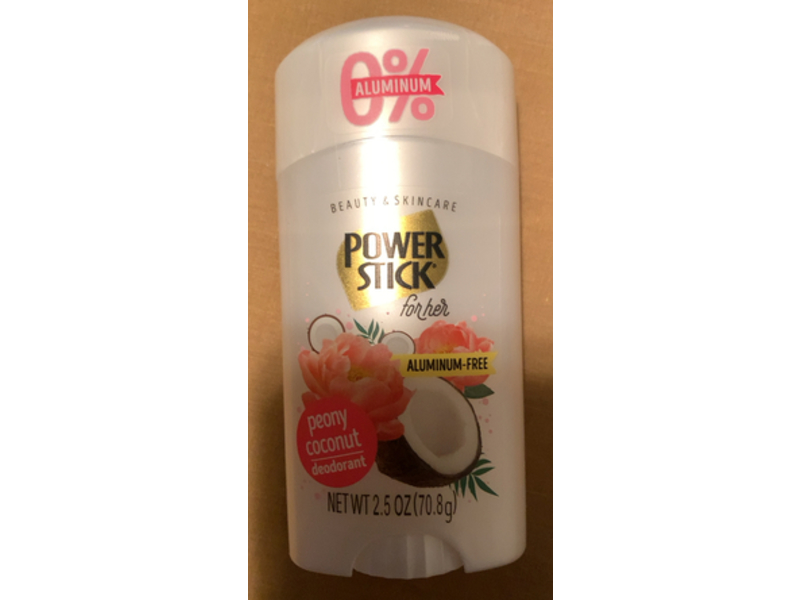 Power Stick Deodorant, Peony Coconut, 2.5 oz/70.8 g