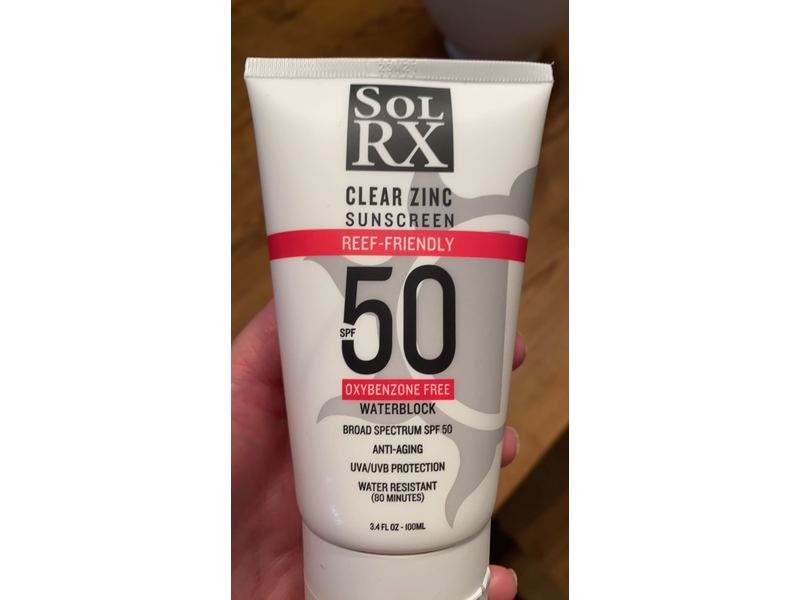 SolRX Clear Zinc Sunscreen, Reef-Friendly, Oxybenzone Free, SPF 50, 3.4 fl oz/100 mL