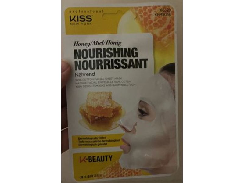 Kiss New York Professional Deeply Nourishing Facial Sheet Mask, Honey, 1 Count