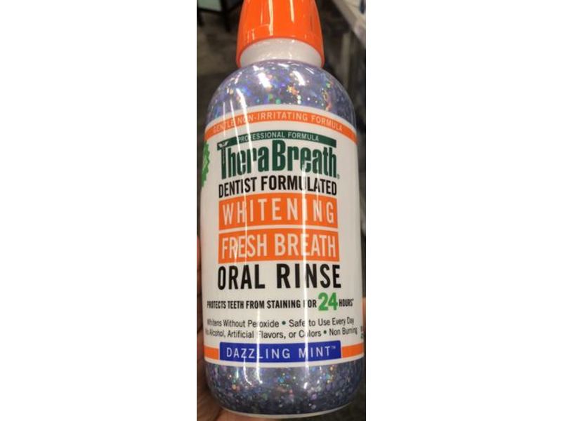 Thera Breath Whitening Fresh Breath Oral Rinse, Dazzling Mint,16 oz, Pack Of 2