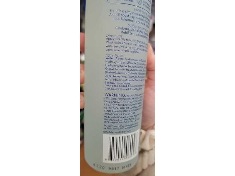 Safely Fresh Dish Soap, 16 fl oz/473 mL