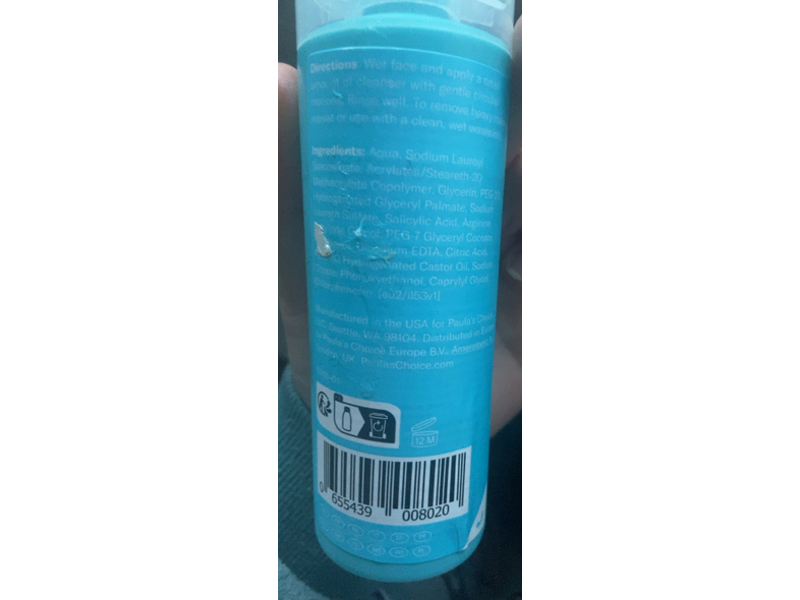 Paula's choice Pore Normalizing Cleanser, 6 fl oz/177 mL