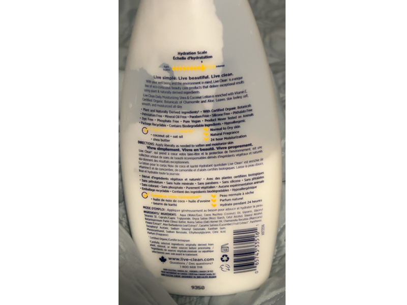 Live Clean Daily Moisturizing Body Lotion, Shea & Coconut, 18 fl oz/532 mL