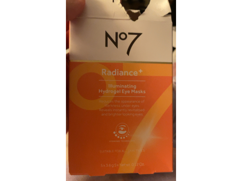 No7 Radiance+ Illuminating Hydrogel Eye Mask, 0.12 oz/3.6 g, 5 Count