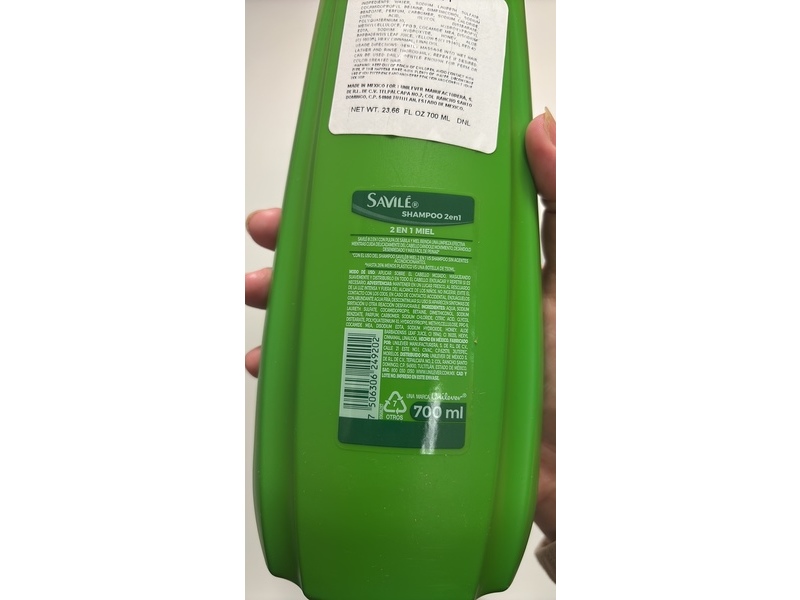 Savile 2-In-1 Shampoo, Honey + Aloe Vera, 23.66 fl oz/700 mL