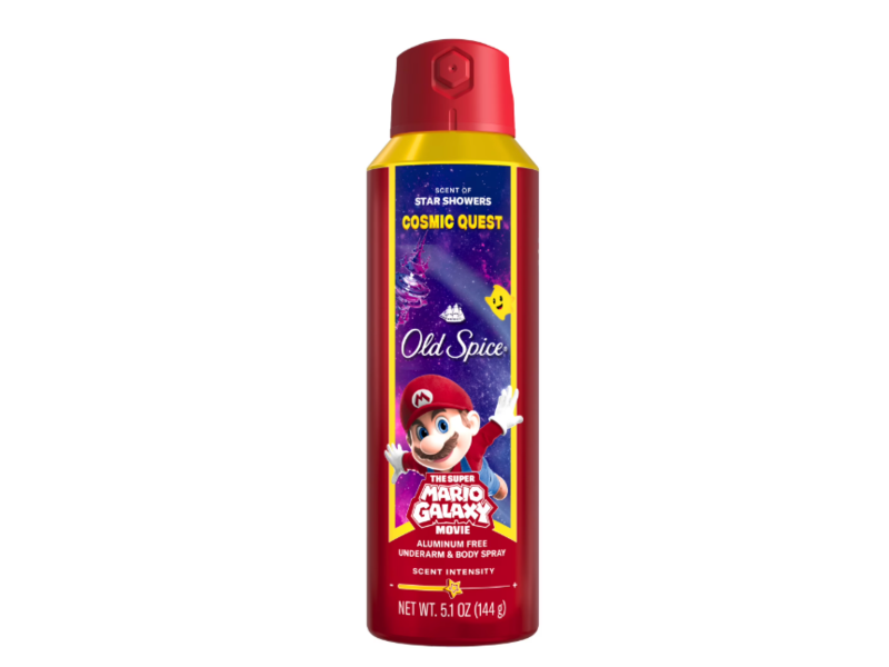 Old Spice x The Super Mario Galaxy Movie Aluminum Free Underarm & Body Spray, Cosmic Quest, 5.1 oz/144 g