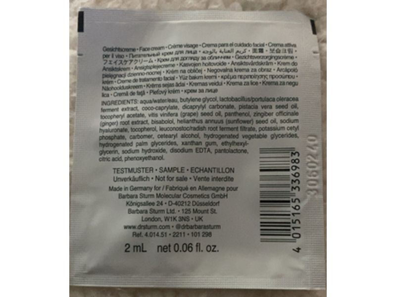 Dr. Barbara Sturm Face Cream Light, 0.06 fl oz/2 mL