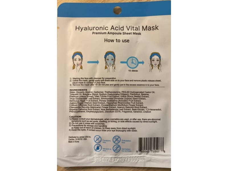 Orangeroses Vital Ampoule Sheet Mask, Hyaluronic Acid, 0.78 fl oz/23 mL